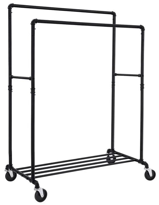 Suport dublu pentru haine RARE, țevi de apă, 100x59x162cm, negru SongmicsHome