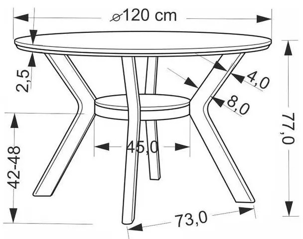 Masă de bucătărie Stockton, nuc