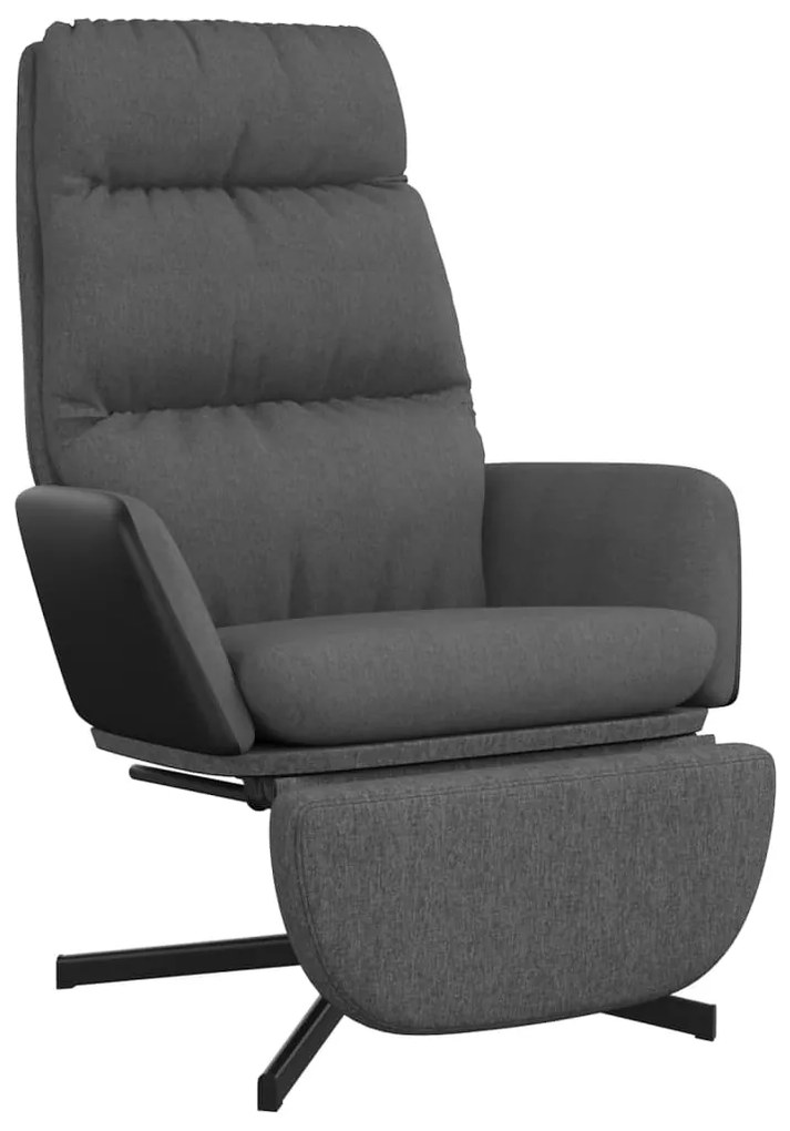 3097557 vidaXL Scaun de relaxare cu taburet, gri închis, material textil