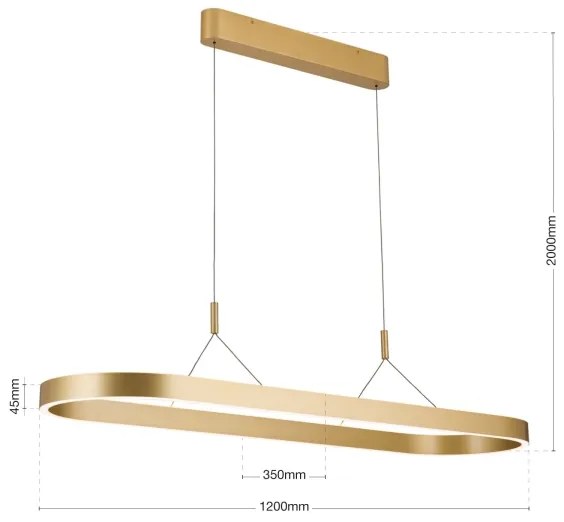 Orion - Lustru LED pe cablu CARRARA, 80W, 230V, 2700/3000/4000K, auriu