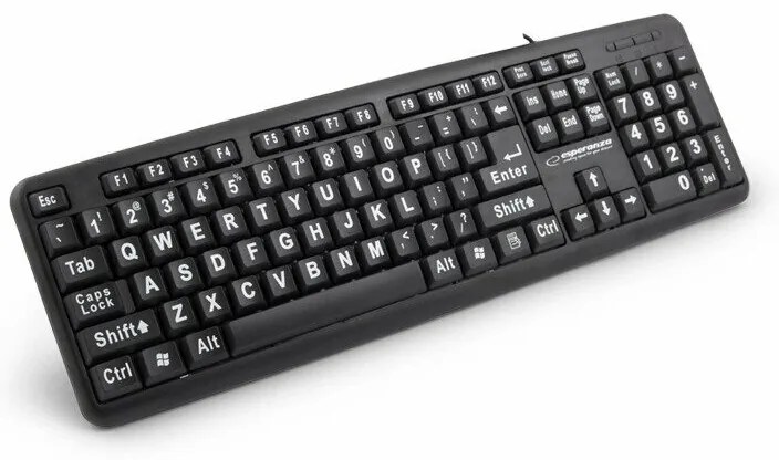 Tastatura pentru seniori Esperanza Florida EK129 pentru seniori 104 taste largi Negru