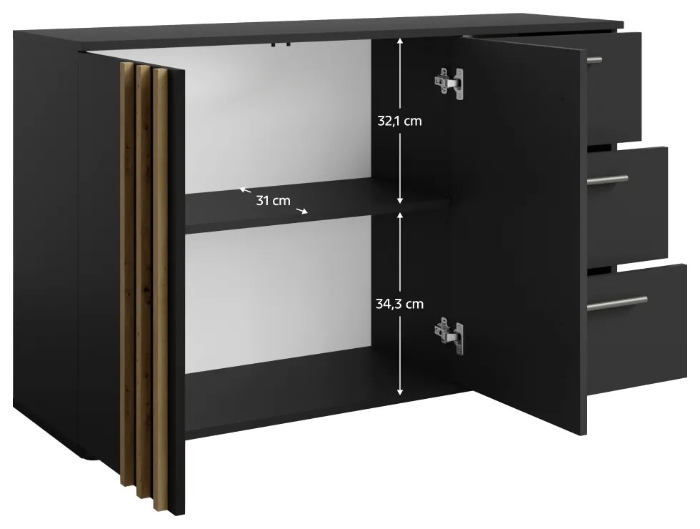 Comodă TOLIS 2D3S, negru