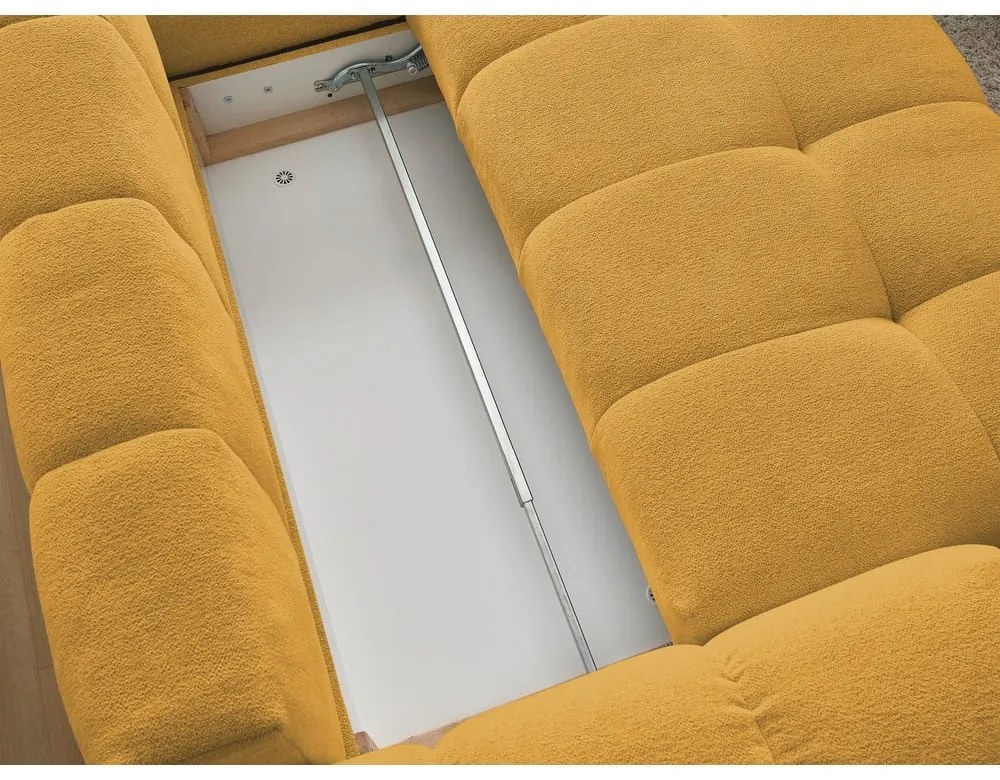 Colțar galben muștar extensibil/cu spațiu de depozitare cu tapițerie din chenille (cu colț pe partea dreaptă/în formă de ”L”) Everest – Bobochic Paris