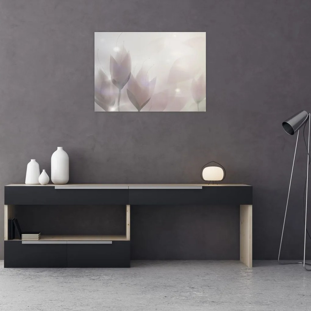 Tablou pe sticlă - Flori de crocus (70x50 cm)