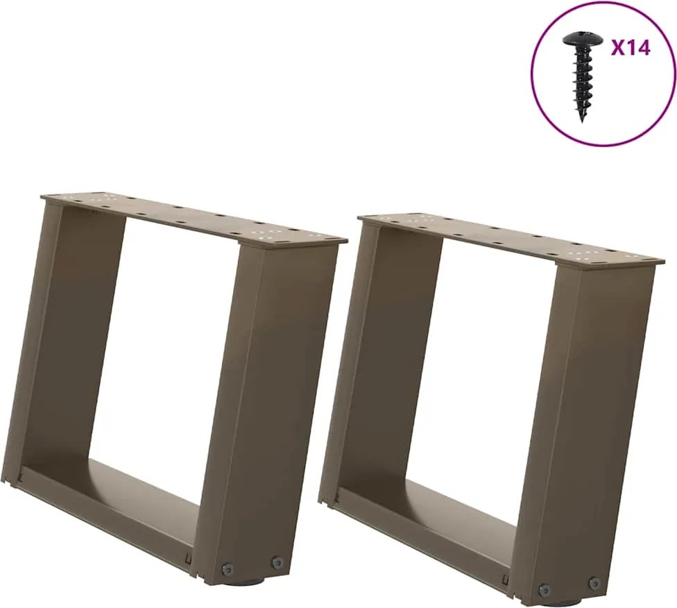 vidaXL Picioare pentru măsuță de cafea în formă de U, 2 buc., oțel natural, 50x(30-31) cm