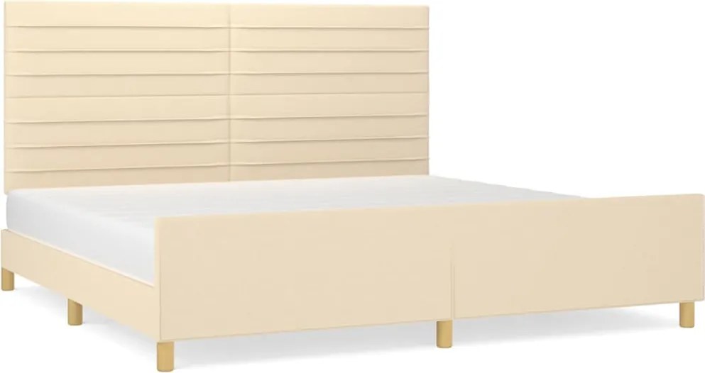 vidaXL Cadru de pat fără saltea, crem, 200x200 cm, textil