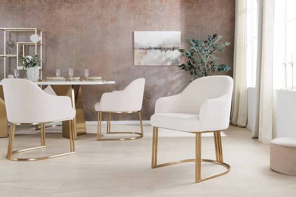 Set de 2 scaune, Catifea Raiata, Bej, EXTRAVAGANCIA, A-46201 VC