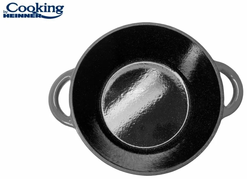 Oală din fontă emailată cu capac 24x11.5 cm, 4L – Cooking by Heinner, Marble Grey HR-ZVC-S24, potrivită pentru cuptor și plite cu inducție