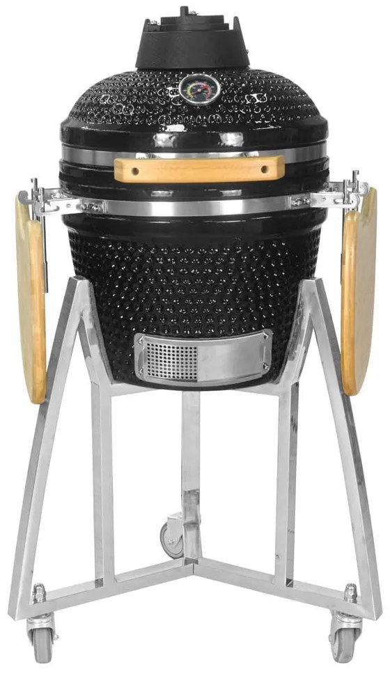 Grătar ceramic Kamado cu rafturi și suport 32,5 cm