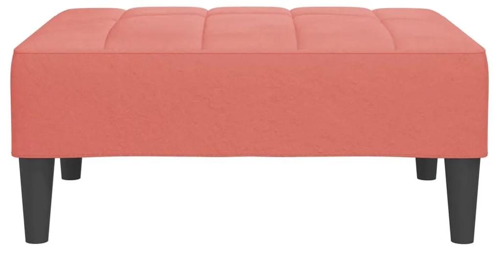 Canapea extensibila cu 2 locuri, 2 perne taburet, roz, catifea Roz, Cu suport de picioare
