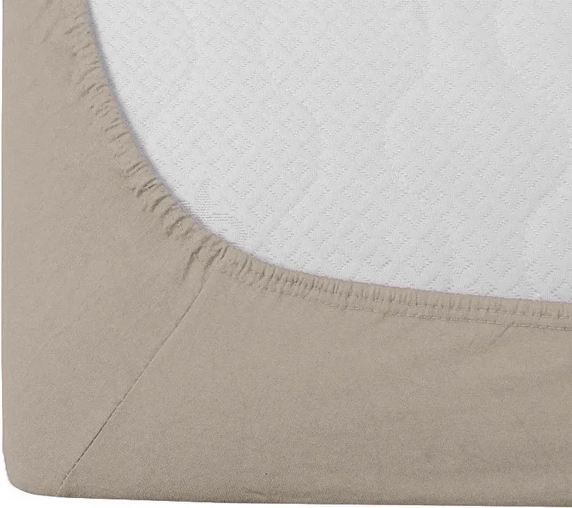 Set lenjerie de pat creponata ASTORIA POLY crem + cearsaf Jersey 90 x 200 cm cappuccino, pat simplu