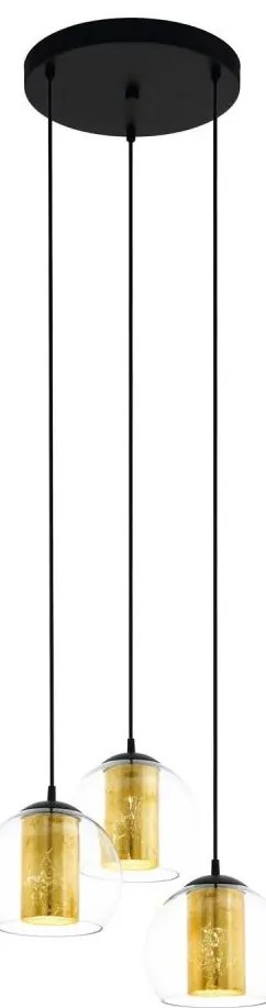 Eglo BOLSANO 79458 - Lustră suspendată pe cablu, 3xE27/28W/230V, auriu/negru