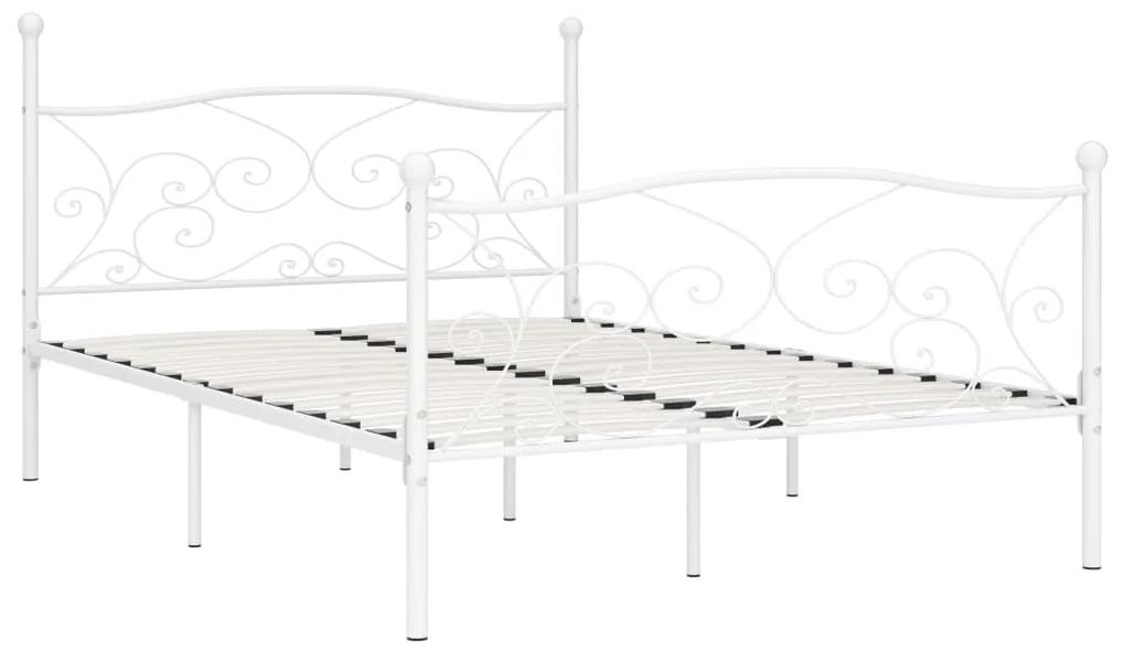 284449 vidaXL Cadru de pat cu bază din șipci, alb, 120 x 200 cm, metal