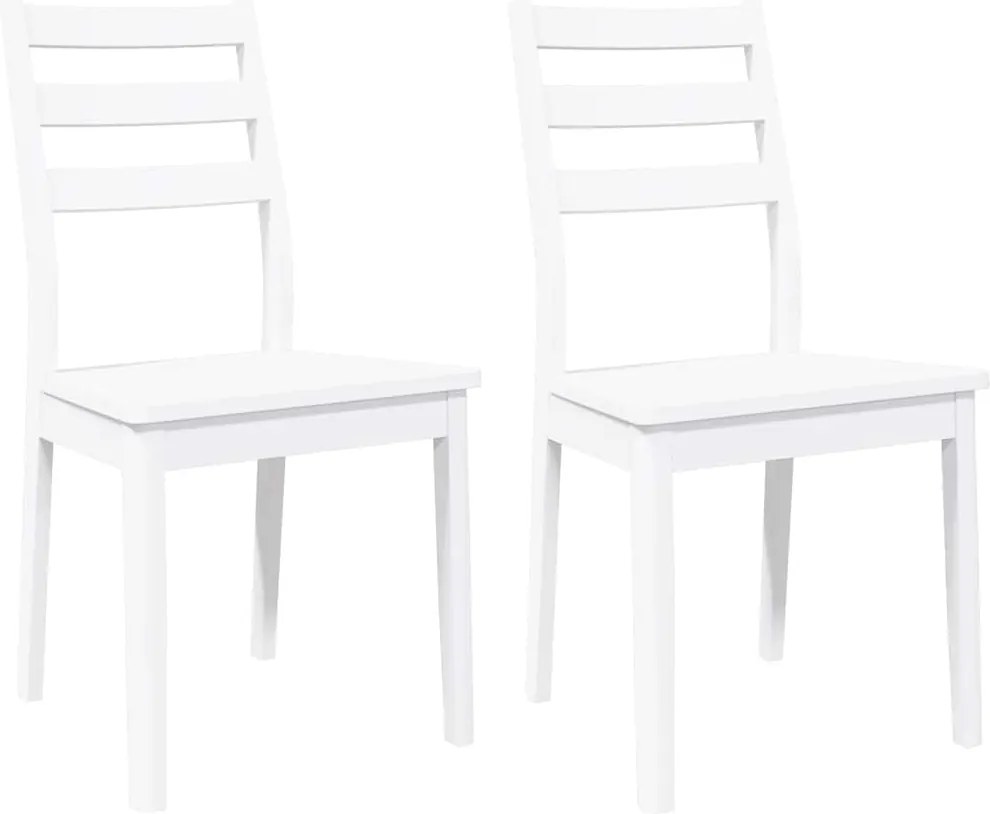 vidaXL Scaune de sufragerie 2 buc Cauciuc din lemn masiv alb