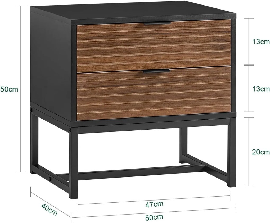 NON18 - Set 2x Noptiere cu 2 sertare si Fronturi riflate - Negru - Maro