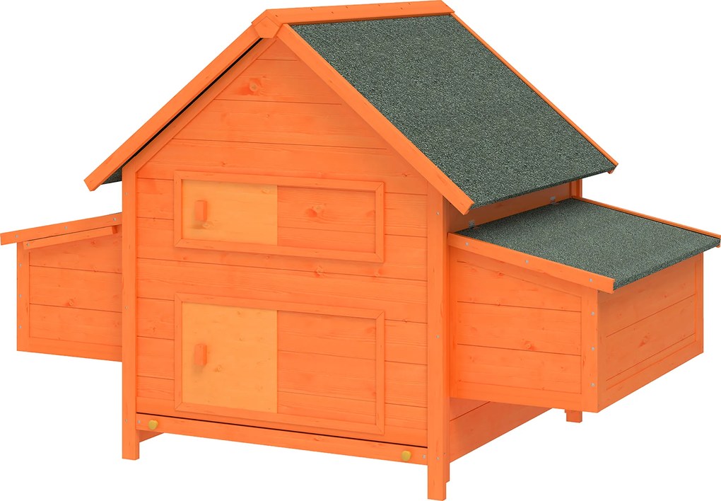 PawHut Coteț pentru Găini de Grădină din lemn de Brad, lemn verde, 160x98.5x107cm | Aosom Romania