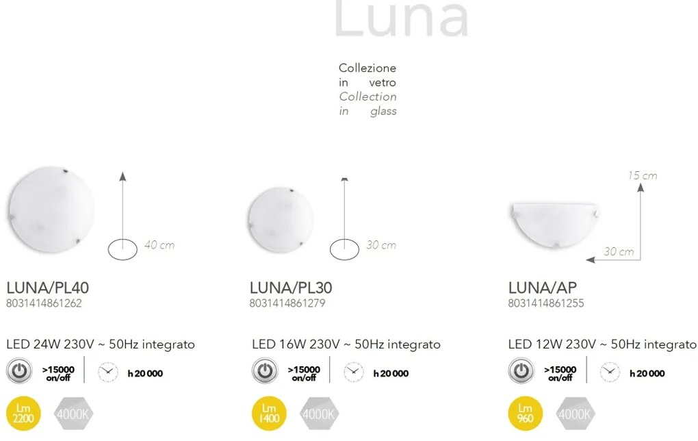 Plafoniera LED sticla LUNA 40cm