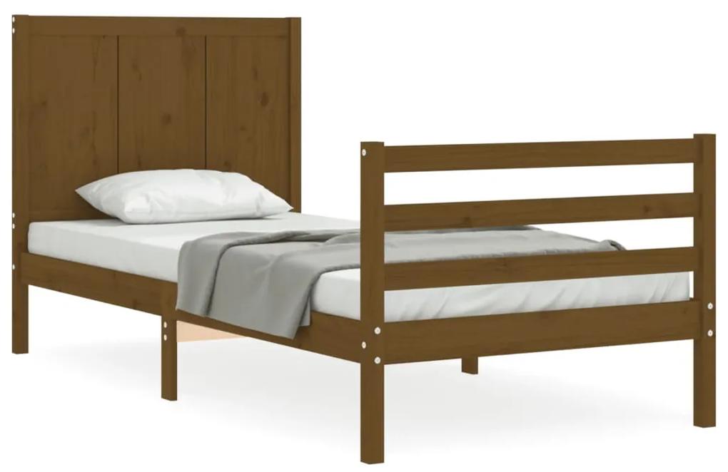 3194494 vidaXL Cadru de pat cu tăblie, maro miere, 90x200 cm, lemn masiv