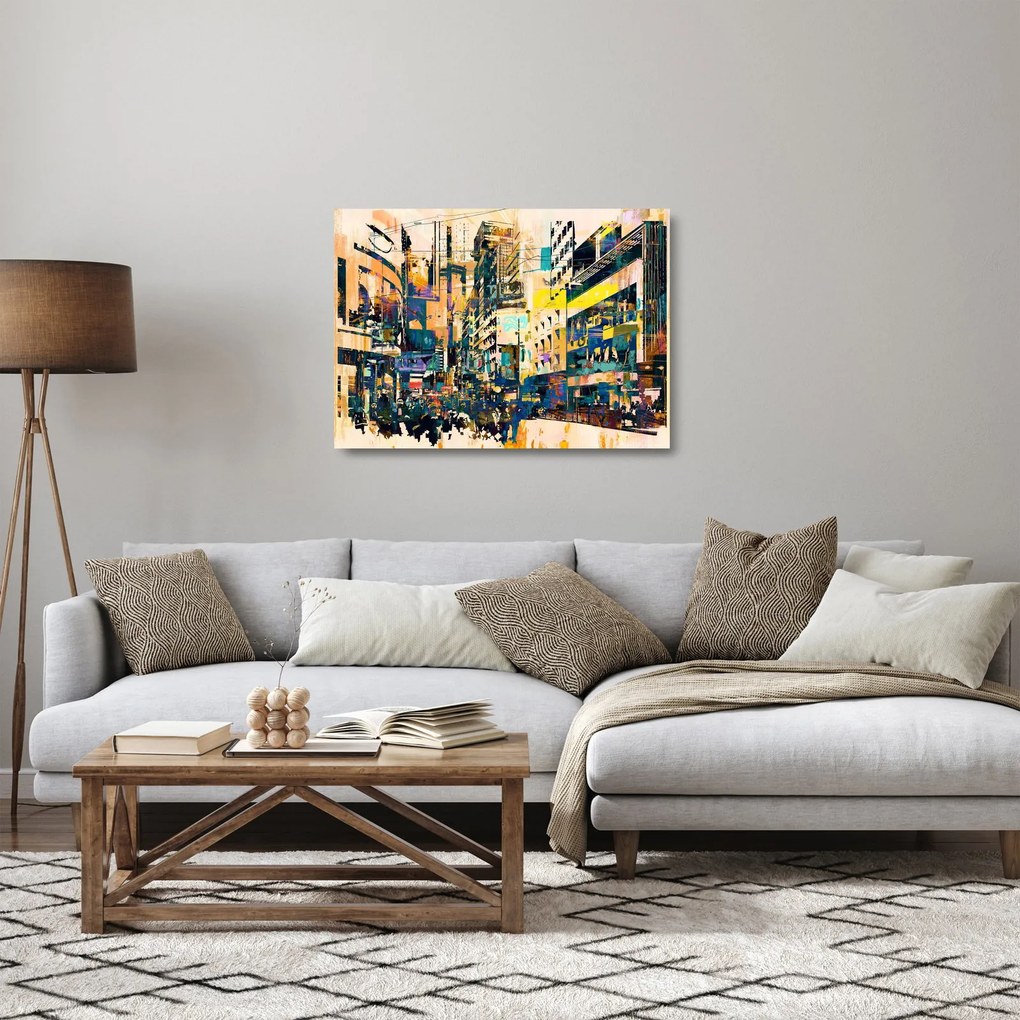 Tablou pe sticlă abstacțiunii pictate (70x50 cm)