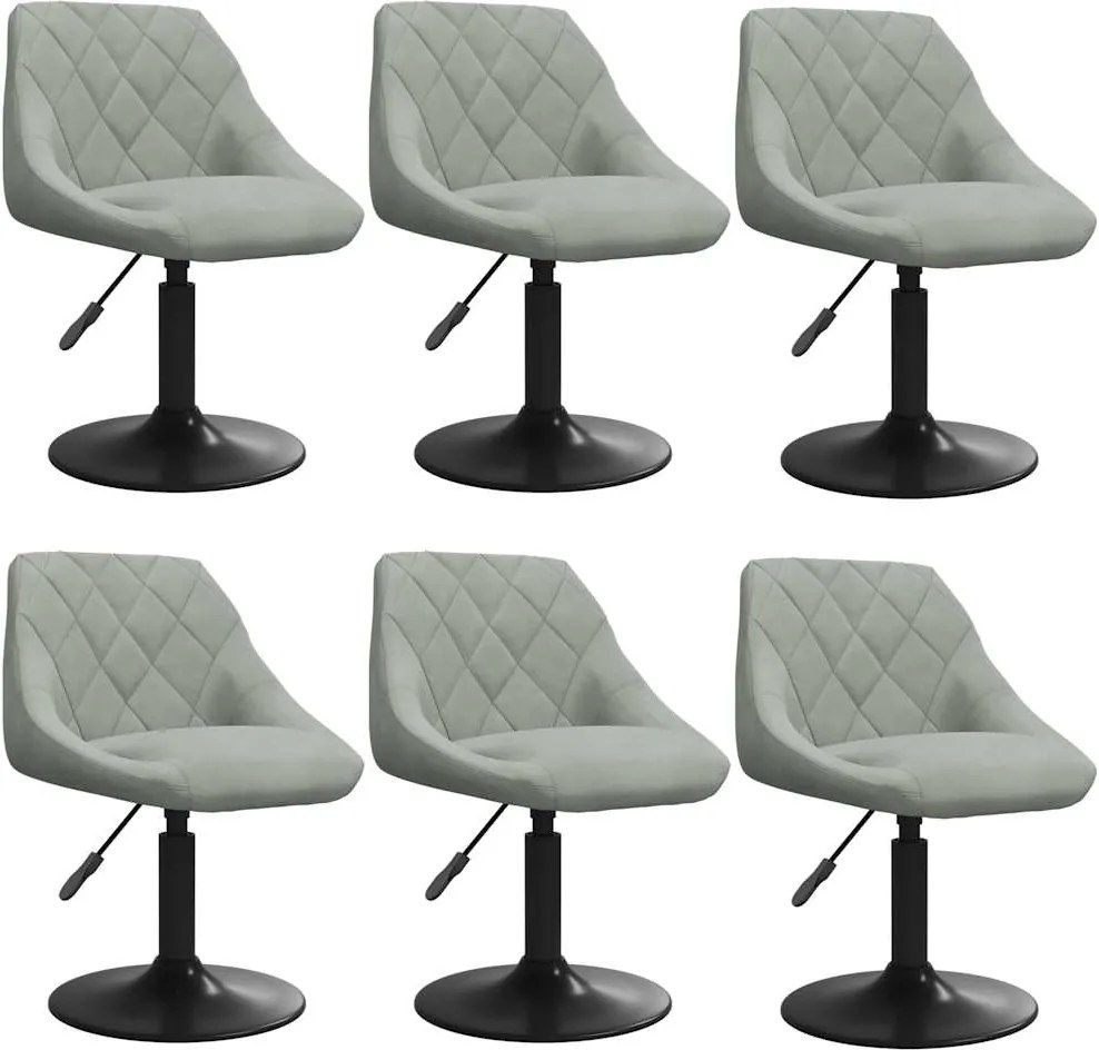 vidaXL Scaune de sufragerie pivotante 6 buc, gri deschis, catifea