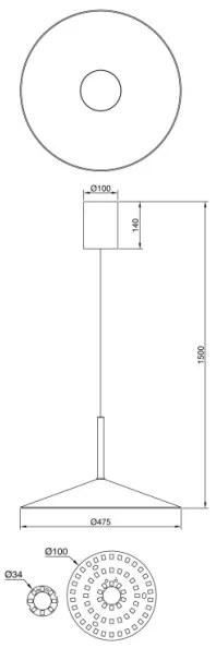 Globo 15635S - Lustră suspendată pe cablu LAMPONE, LED/18W, 230V, 4000K, negru