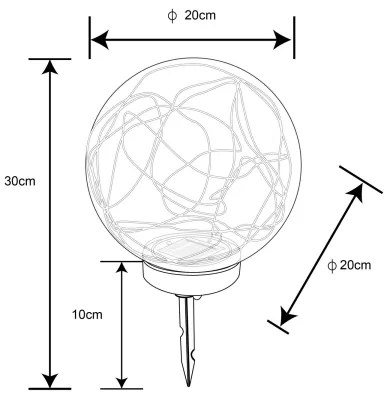 Corp de iluminat solar 30xLED/0,06W/1,2V d. 20 cm IP44 Globo 33806