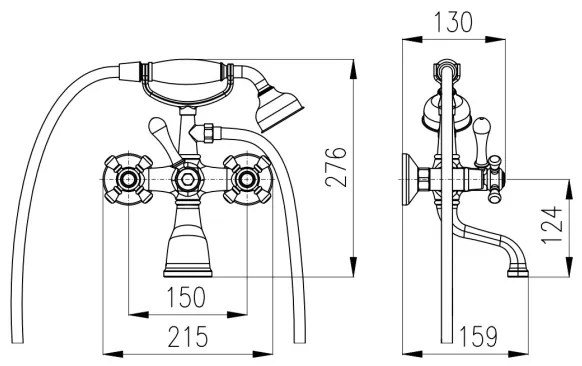 RAV Slezák MK559.5/2SM - Set pentru cadă cu baterie MORAVA RETRO, alamă antică