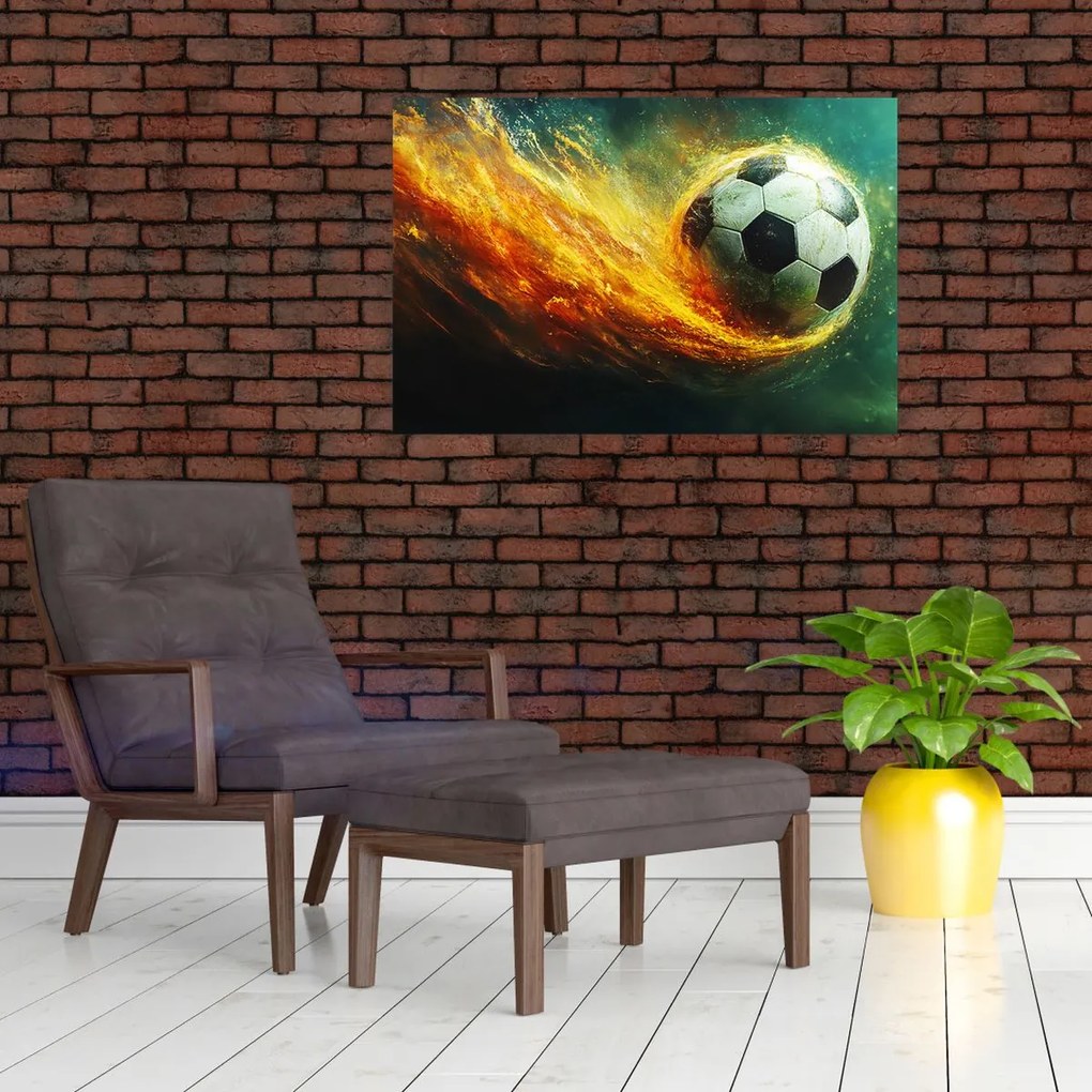 Tablou - Minge de Fotbal în Zbor (90x60 cm)