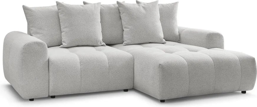 Colțar gri deschis extensibil/cu spațiu de depozitare cu tapițerie din chenille (cu colț pe partea dreaptă/cu șezlong) Roxelane – Bobochic Paris