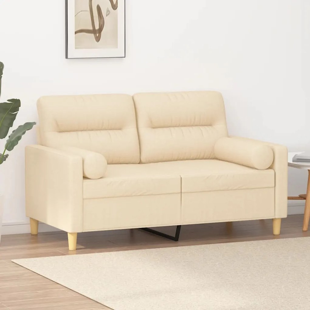 3152977 vidaXL Canapea cu 2 locuri cu perne&pernuțe crem 120 cm textil