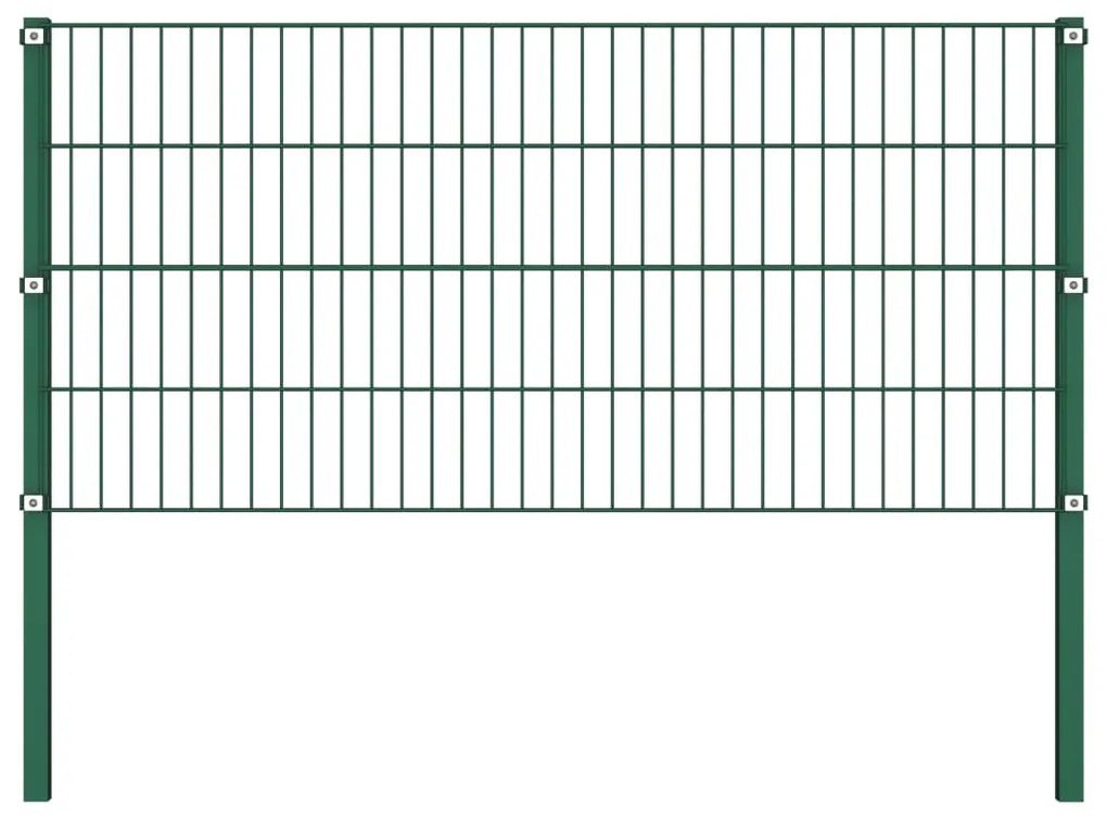 vidaXL Panou de gard cu stâlpi din fier, verde, 176,5x80 cm