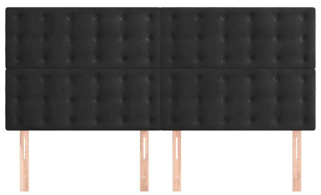 Tablii de pat, 4 buc, negru, 80x5x78 88 cm, catifea 4, Negru, 160 x 5 x 118 128 cm