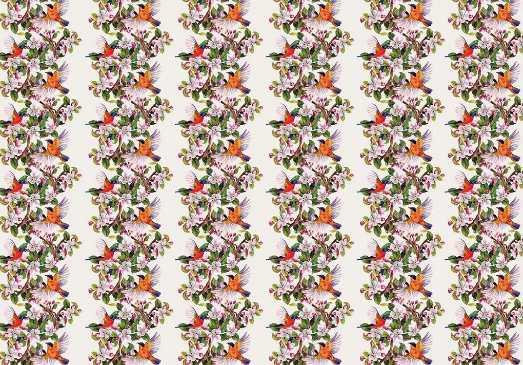 Fototapet - Păsări cu flori (254x184 cm)