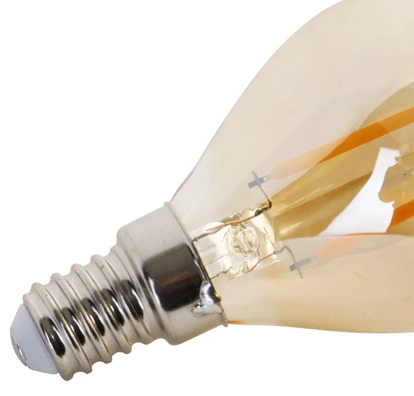Set de 4 becuri LED E14 P45 auriu 2W 180lm 2100K