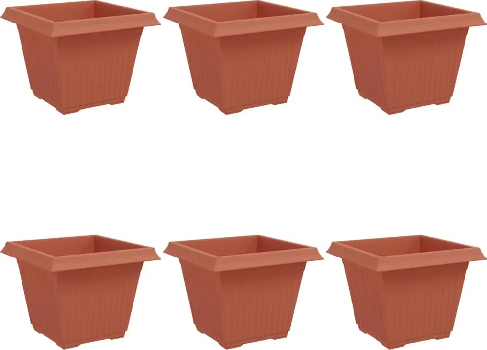 vidaXL Vază pătrată pentru flori 6 pcs Roșu cărămidă 43 x 43 x 33,5 cm