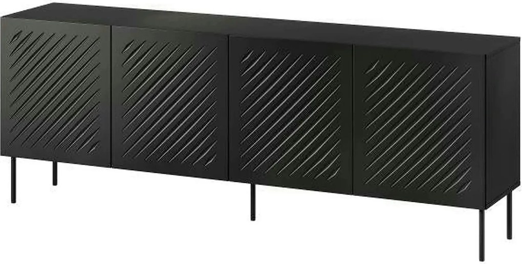 Comoda SIENA, negru, PAL laminat/metal, 201x40x75 cm