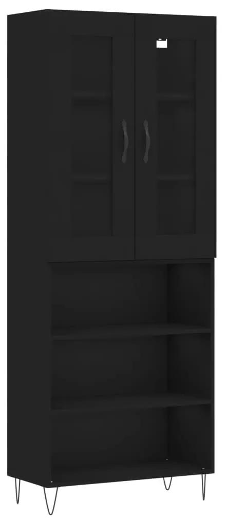3198754 vidaXL Dulap înalt, negru, 69,5x34x180 cm, lemn compozit