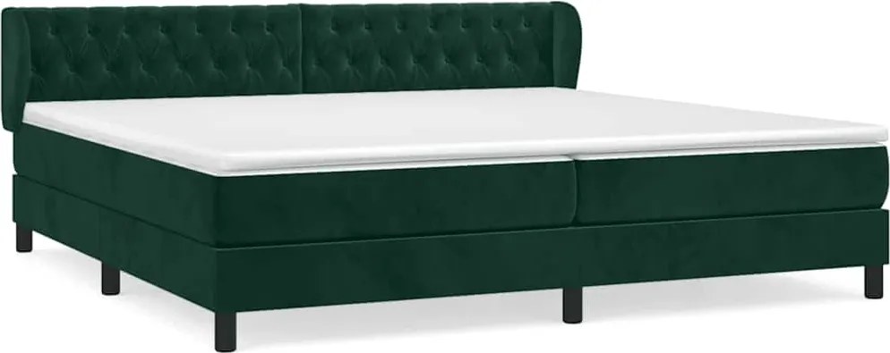 vidaXL Pat box spring cu saltea, verde închis, 200x200 cm, catifea