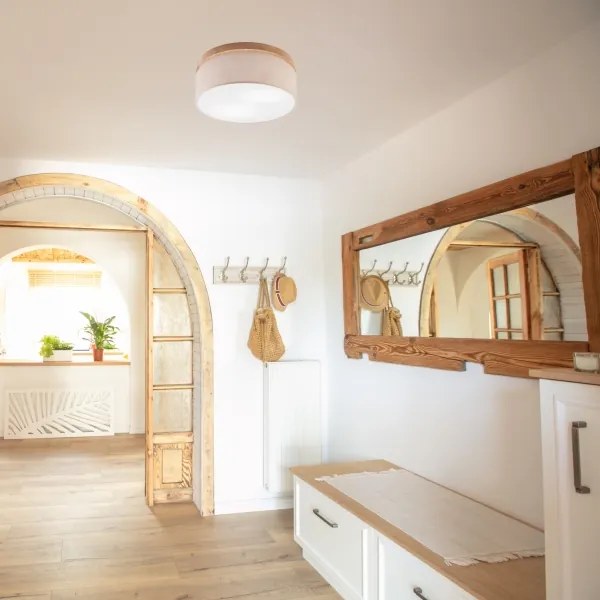 Plafonieră Brilagi BELLADONNA 2xE27/15W/230V d. 40 cm bej/stejar