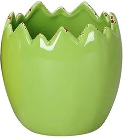 Ghiveci in forma de ou din ceramica verde 9x8.5 cm