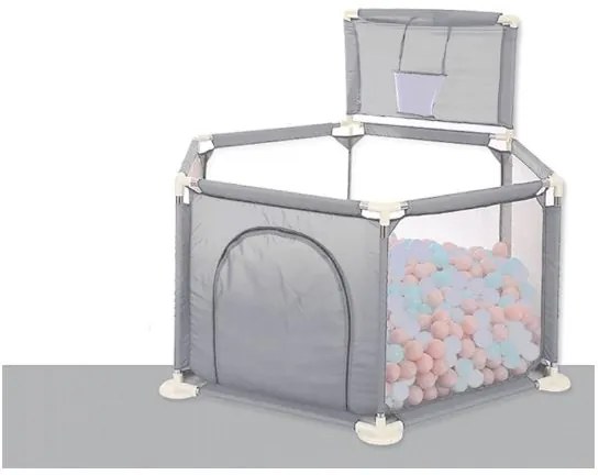 Țarc pentru copii cu mingi și coș 130x65x110cm GREY