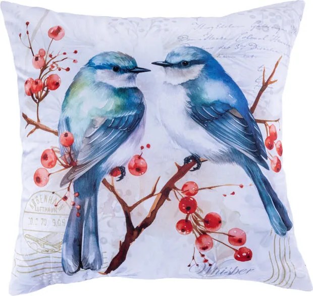 Set de 3 feţe de pernuţe PĂSĂRI DE IARNĂ 45 x 45 cm