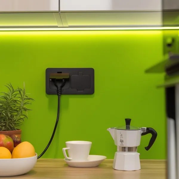 Priză dublă încastrabilă de podea de exterior Solight 5B323B IP55 negru dreptunghiular