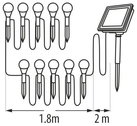 Lampă solară LED RGB, 10 x LED, 1,2 V, 300 mAh, IP44, neagră