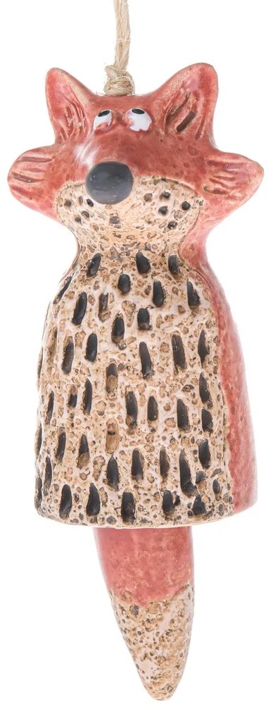 Clopot suspendat din ceramică Fox, 6,7 x 12,3 x6,4 cm
