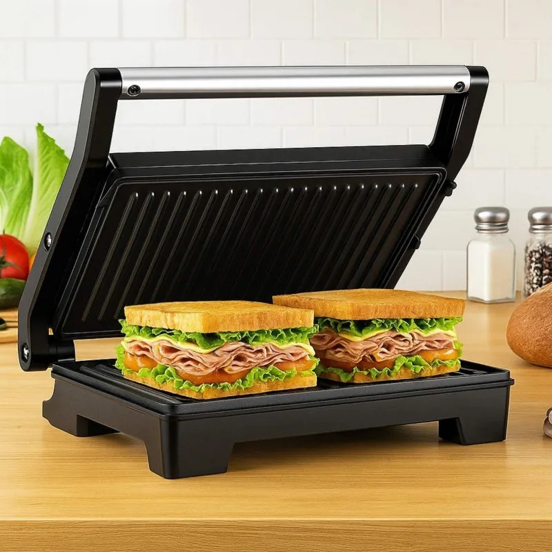 Sandwich maker Royalty Line RL-PM1000, Placi antiaderente, Rosu