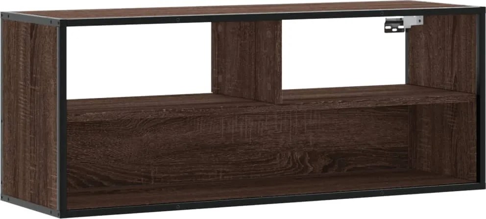 vidaXL Dulap TV, stejar maro, 100x31x39,5 cm, lemn prelucrat și metal