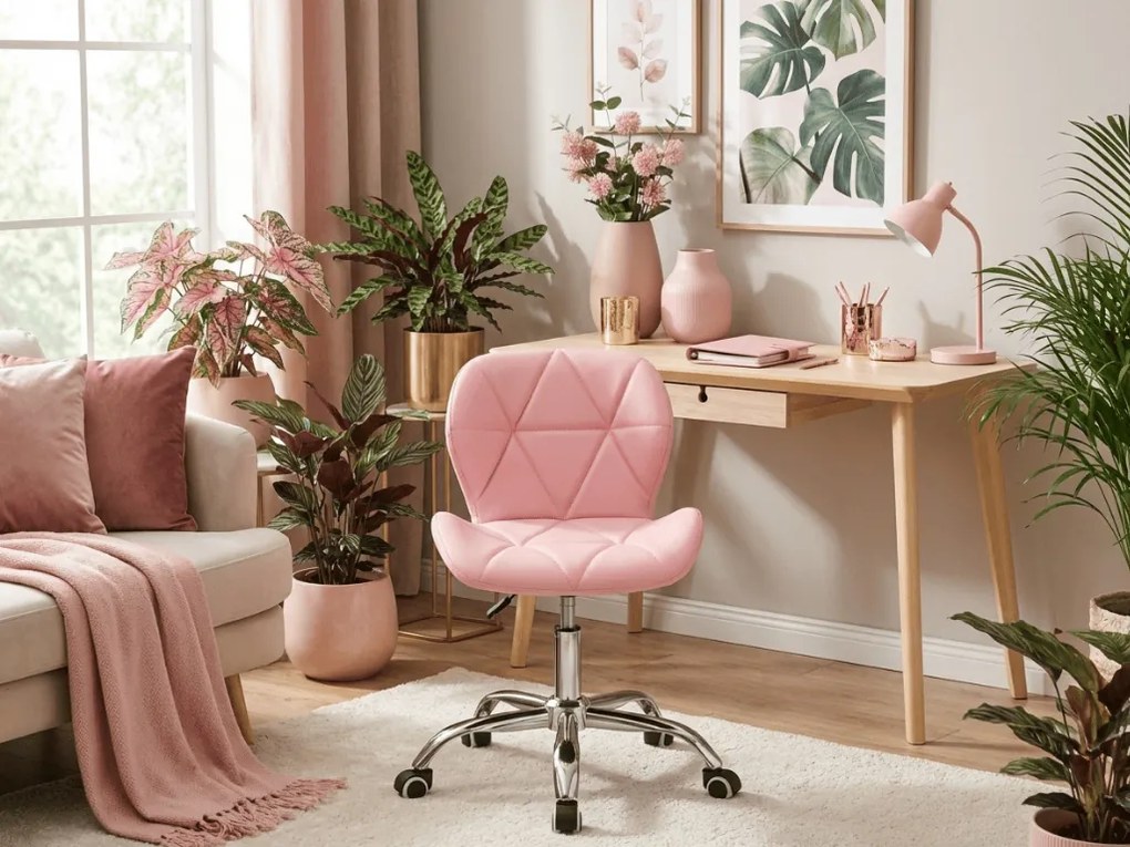 OFERTA Scaun de birou roz AVOLA, piele ecologica clasa a II-a