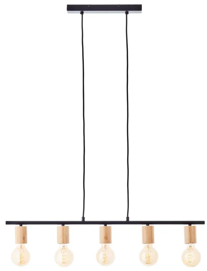 Brilliant - Candelabru KERRY suspendat pe cablu 5xE27/40W/230V negru/bambus