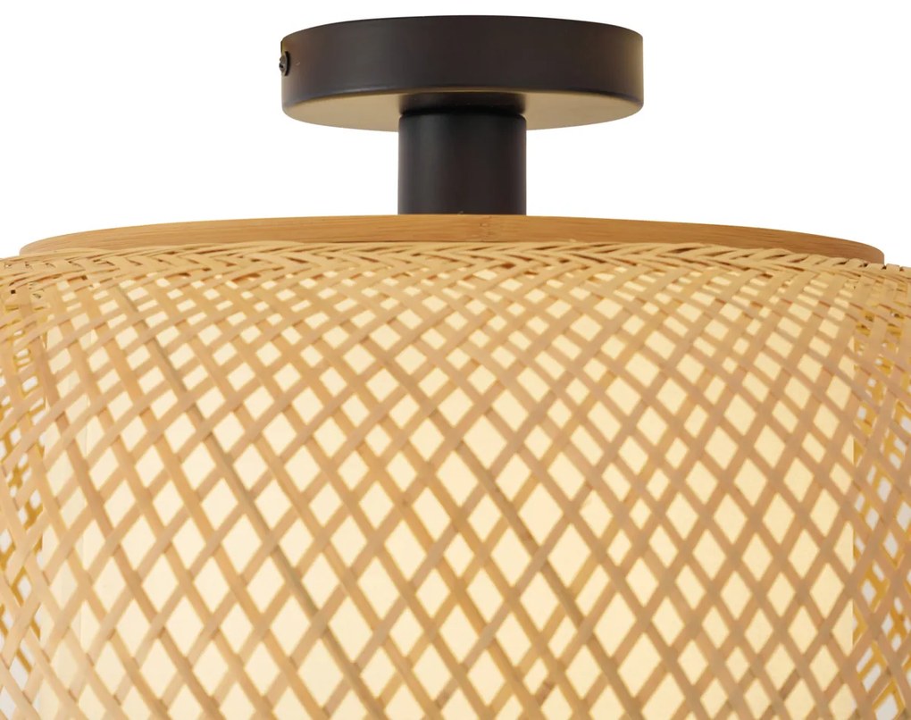 Plafonieră Japandi din bambus cu interior alb - Liva